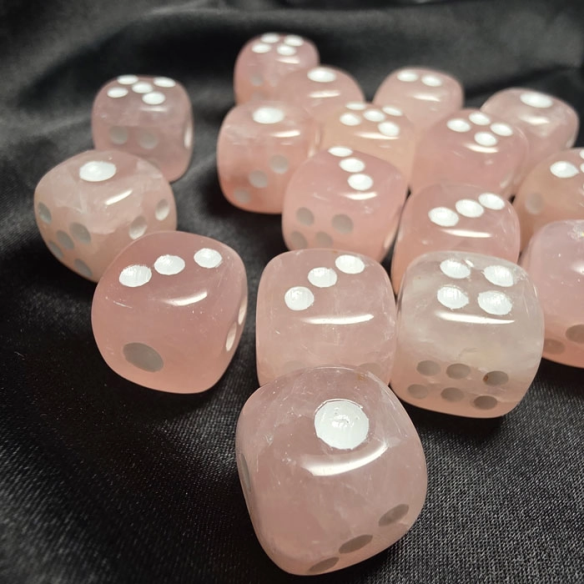 Rose quartz die radiating gentle love and balance