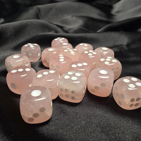 Rose quartz die radiating gentle love and balance