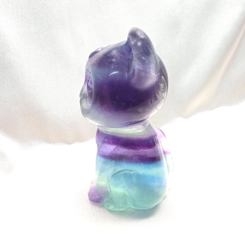 Fluorita multicolor figura de gat de calma màgica