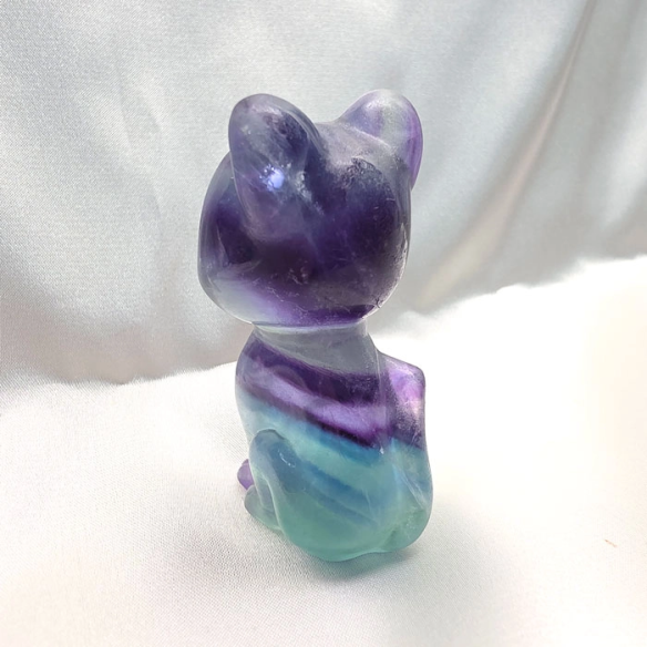 Fluorita multicolor figura de gato de calma mágica