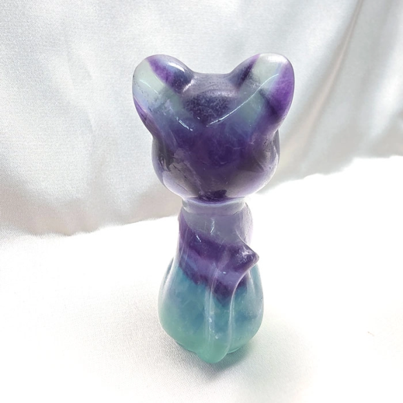 Fluorita multicolor figura de gat de calma màgica