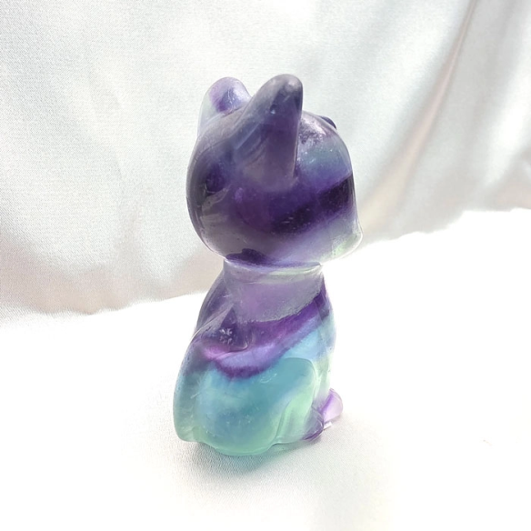 Fluorita multicolor figura de gat de calma màgica