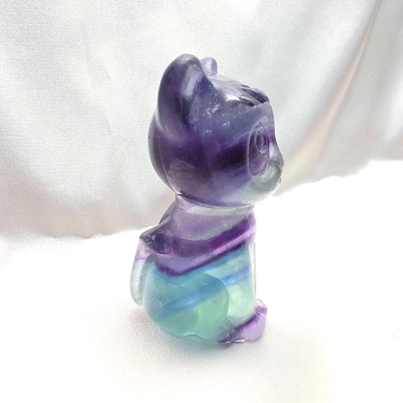Fluorita multicolor figura de gat de calma màgica