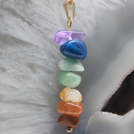 Chakras colgante rodadas dorado