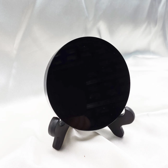 Mirall d’obsidiana negra – disc de 7.5 cm. Reflex volcànic nocturn