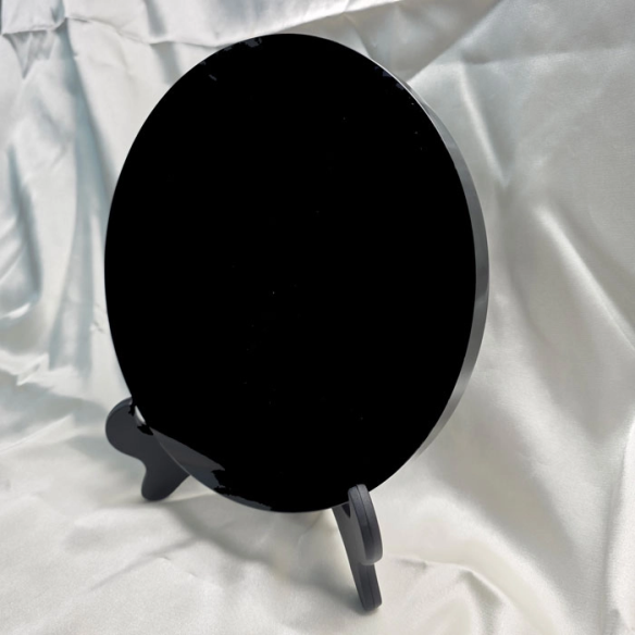 Mirall d’obsidiana negra – disc de 20 cm. Reflex volcànic nocturn