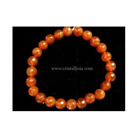 Pulsera carneola bola facetada 8mm