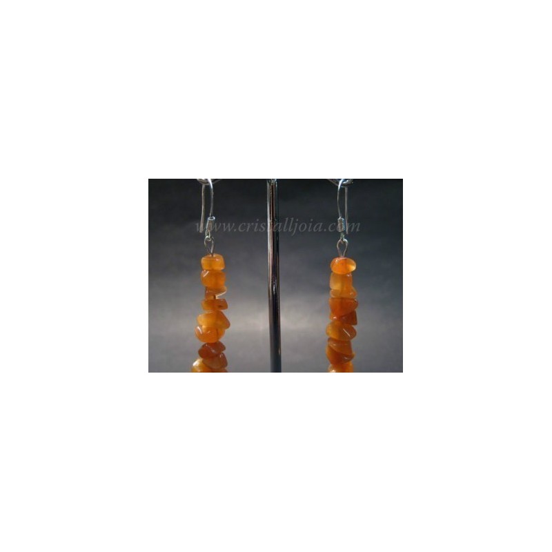 Pendientes gancho plata chip de carneola