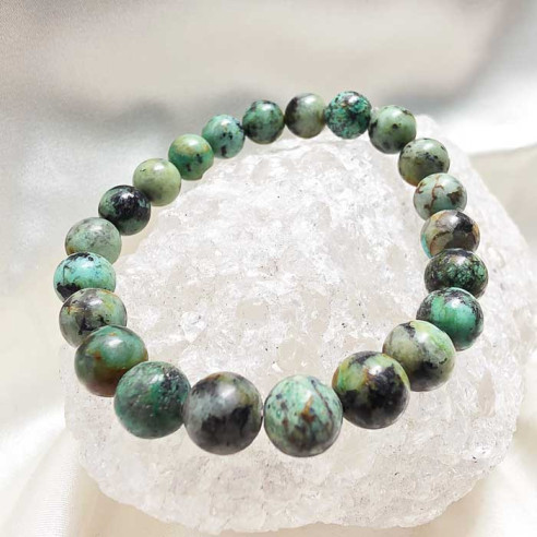 Variscita pulseira bola lisa 8mm. Serenidade e equilíbrio.