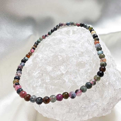 Turmalina multicolor pulseira bola lisa 3mm.