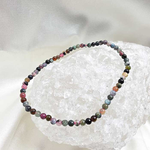 Turmalina multicolor pulseira bola lisa 3mm.