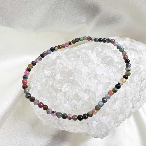 Turmalina multicolor pulseira bola lisa 3mm.