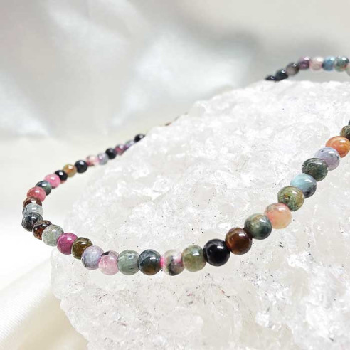 Turmalina multicolor pulseira bola lisa 3mm.