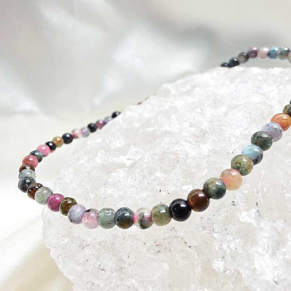 Turmalina multicolor pulseira bola lisa 3mm.