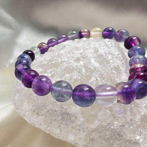 Fluorita extra brazalete bola lisa 8mm. Suavidad y armonía.