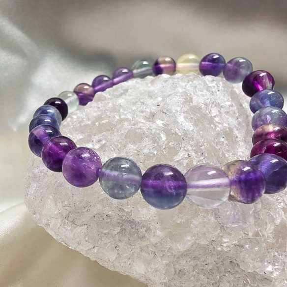 Fluorita extra brazalete bola lisa 8mm. Suavidad y armonía.