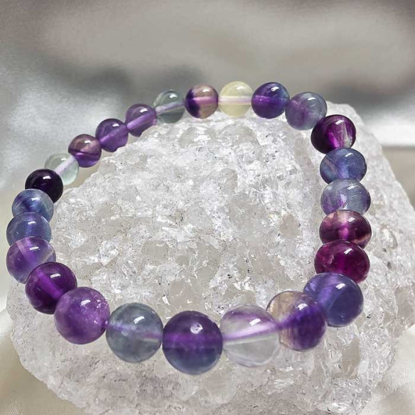 Fluorita extra brazalete bola lisa 8mm. Suavidad y armonía.