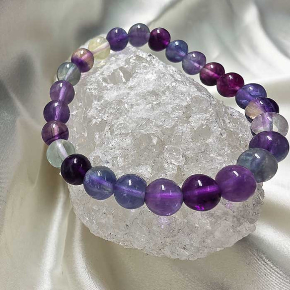 Fluorita extra brazalete bola lisa 8mm. Suavidad y armonía.