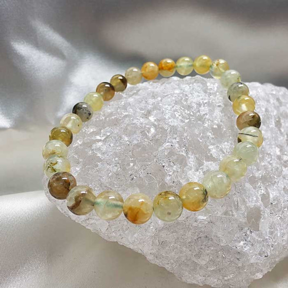 Prehnita brazalete bola lisa 6mm. Calma y claridad.