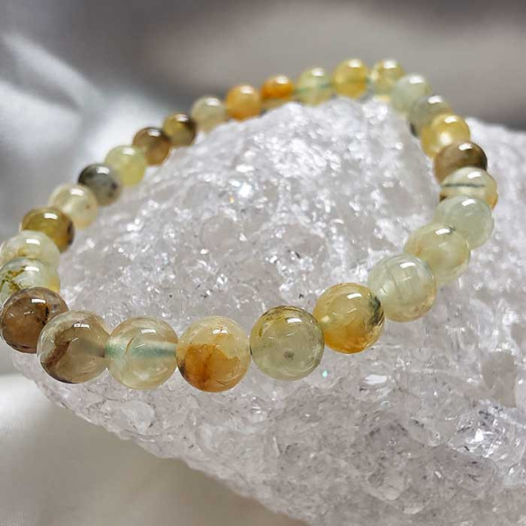 Prehnita brazalete bola lisa 6mm. Calma y claridad.