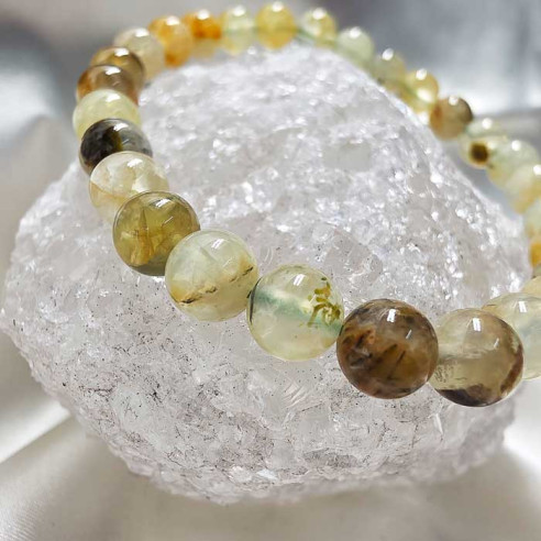 Prehnita brazalete bola lisa 6mm. Calma y claridad.