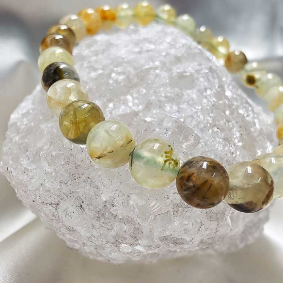 Prehnita brazalete bola lisa 6mm. Calma y claridad.