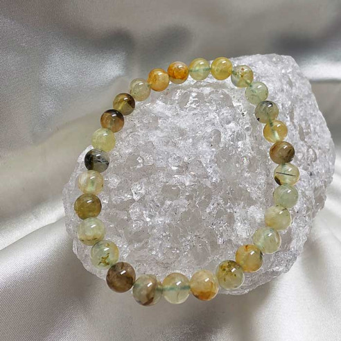 Prehnita brazalete bola lisa 6mm. Calma y claridad.