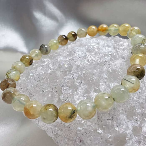 Prehnita brazalete bola lisa 6mm. Calma y claridad.