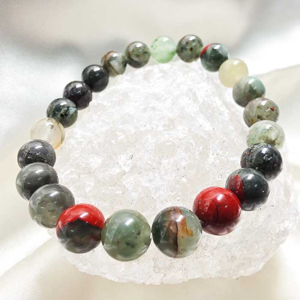 Heliotrópio pedra de sangue pulseira bola lisa 8mm.