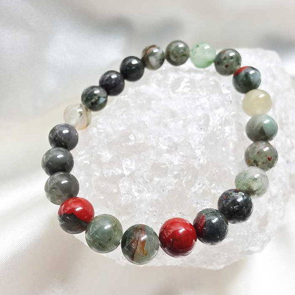 Heliotropo piedra sangre brazalete bola lisa 8mm.