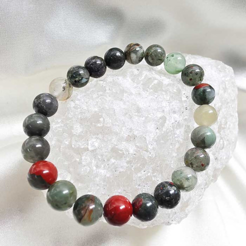Heliotropo piedra sangre brazalete bola lisa 8mm.