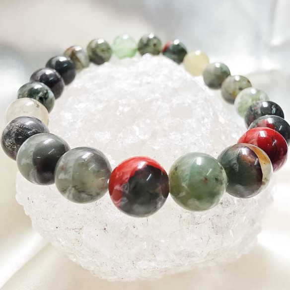 Heliotrópio pedra de sangue pulseira bola lisa 8mm.
