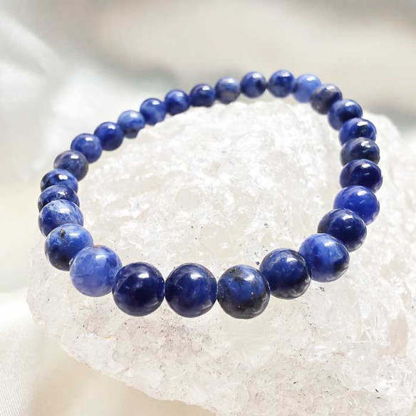 Sodalita brazalete bola lisa 6mm. Paz y suavidad.