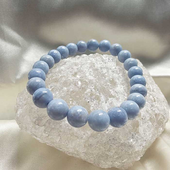 Angelite brazalete bola lisa 8mm. Armonía y serenidad.