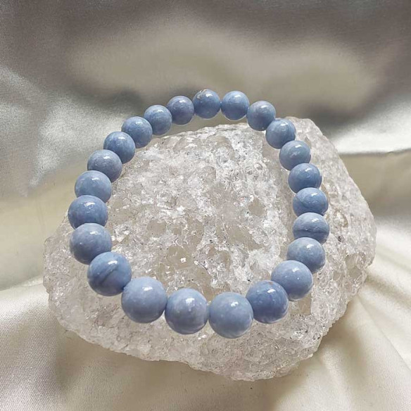 Angelite brazalete bola lisa 8mm. Armonía y serenidad.