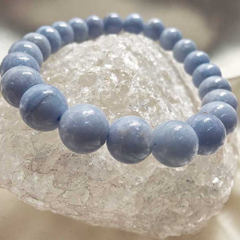 Angelite brazalete bola lisa 8mm. Armonía y serenidad.