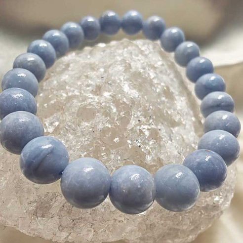 Angelite brazalete bola lisa 8mm. Armonía y serenidad.
