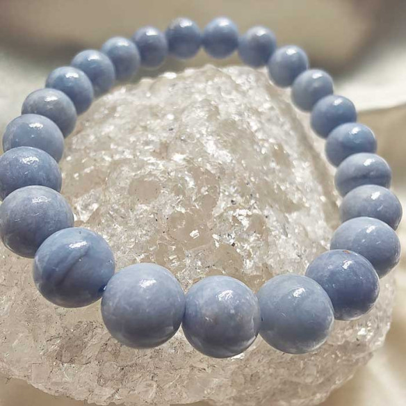Angelite brazalete bola lisa 8mm. Armonía y serenidad.