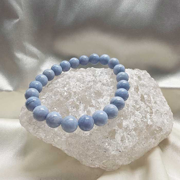 Angelite brazalete bola lisa 8mm. Armonía y serenidad.