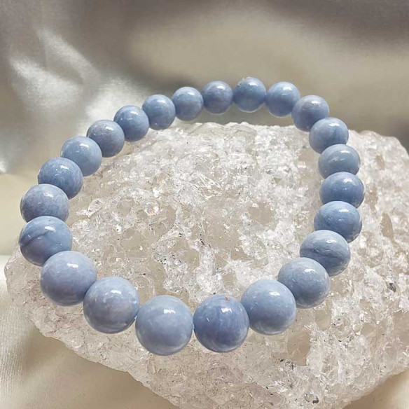 Angelite brazalete bola lisa 8mm. Armonía y serenidad.