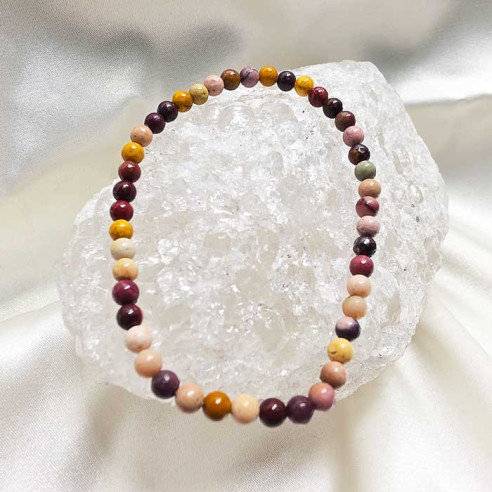 Mookaite smooth bead bracelet 4mm. Earth and balance.