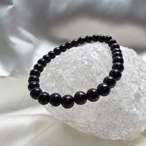 Shungit brazalete bola lisa 6mm. Calma y naturaleza.