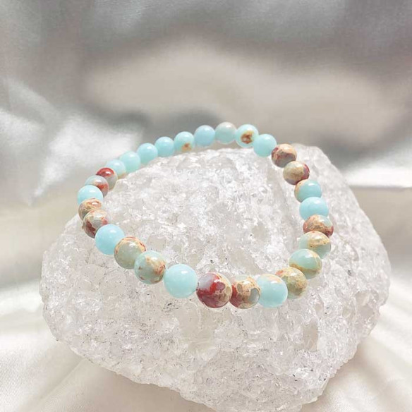 Ópalo andino brazalete bola lisa 6mm. Fuerza y intensidad.