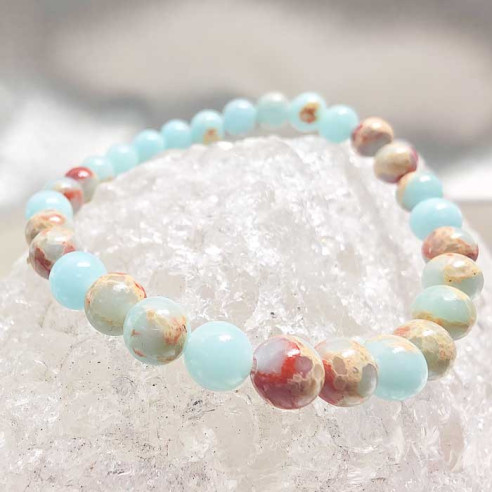 Ópalo andino brazalete bola lisa 6mm. Fuerza y intensidad.