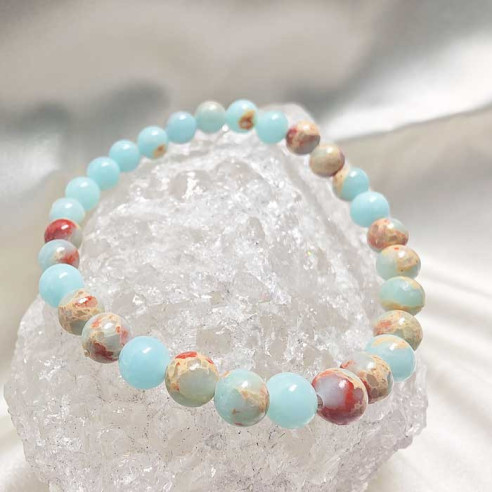 Ópalo andino brazalete bola lisa 6mm. Fuerza y intensidad.