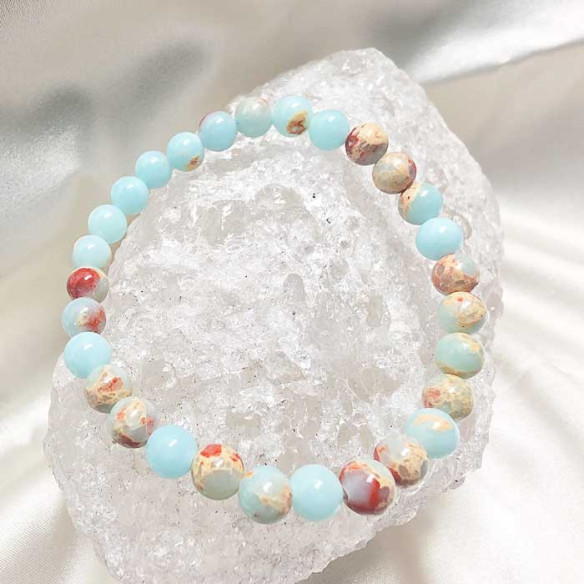 Ópalo andino brazalete bola lisa 6mm. Fuerza y intensidad.