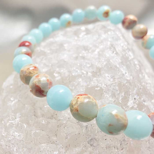 Ópalo andino brazalete bola lisa 6mm. Fuerza y intensidad.