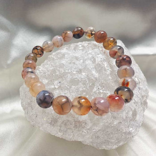 Red spider agate smooth bead bracelet 8mm