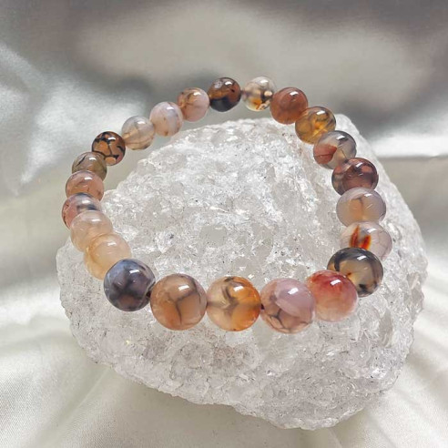Ágata araña roja brazalete bola lisa 8mm. Danza y luz.