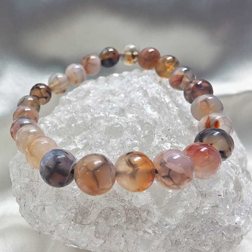 Ágata araña roja brazalete bola lisa 8mm. Danza y luz.